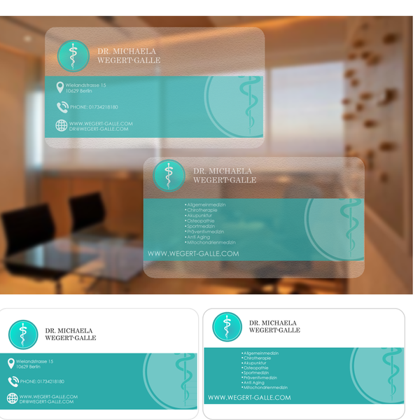 Diseño de Noraunik titulado "Create a business card that shows strong motivation towards thepatients and give impression he/she is cared for"