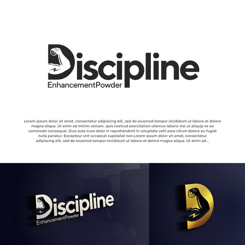 Product logo for discipline enhancing & addiction treatment supplement powder. Design by KabirCreative