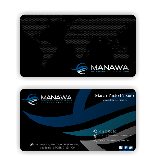 Please create a great Business Card design for travel agency Manawa! Design by Parth Soni