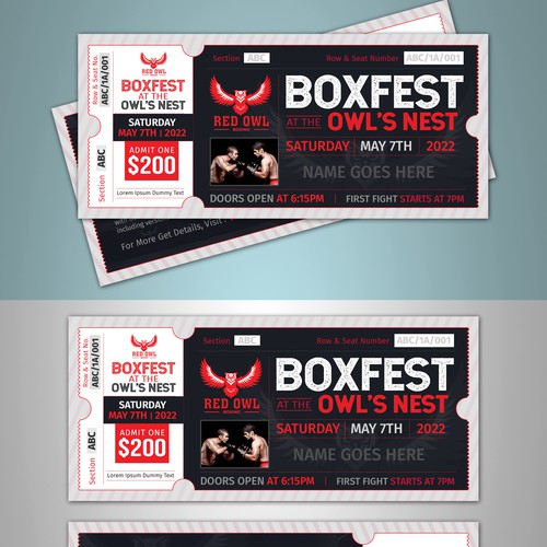 Live Boxing Event Ticket Design Design by 123Graphics