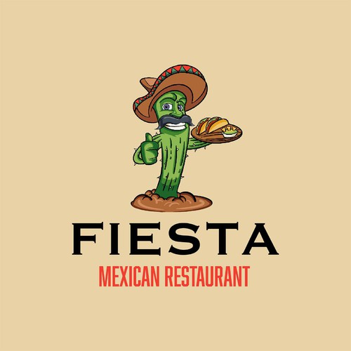 An authentic Mexican logo. Fiesta meaning festive style Design by gntkart