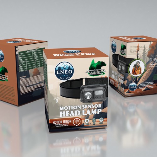 Design the packaging a outdoor headlamp where proceeds are donated to save american wildlife Design by Windmill Designer™