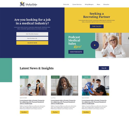 Web design for- Medical Sales Job Board, Resource Center, and Live Podcast Design por Design Monsters