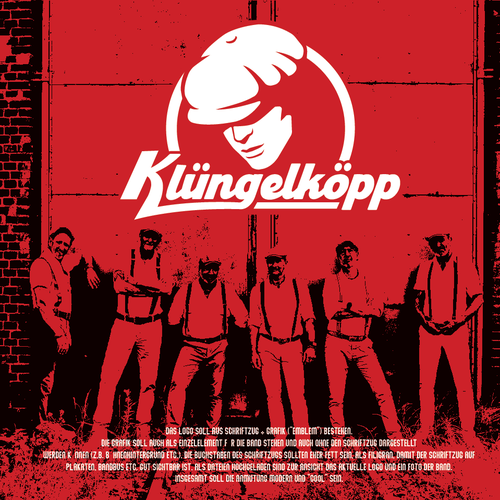 Modernes Bandlogo für professionelle Band mit Schlägerkappen als CI Design by Sukach