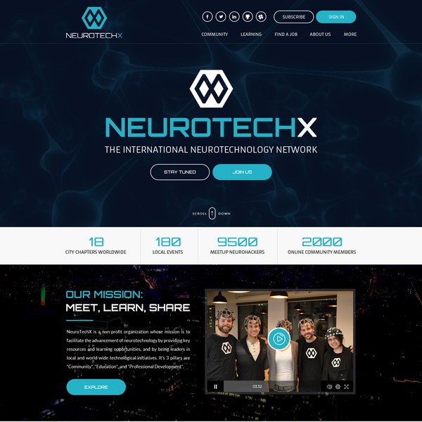 Design réalisé par Obizzy et intitulé "website for Non-profit organization in neurotechnology."