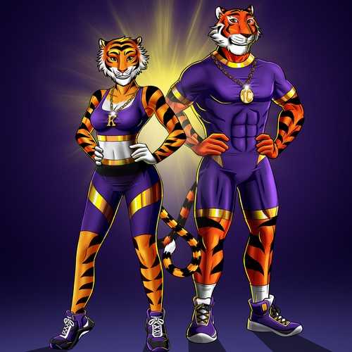 I need a Marvel comics style superhero tiger mascot. デザイン by MAKOTO OKADA