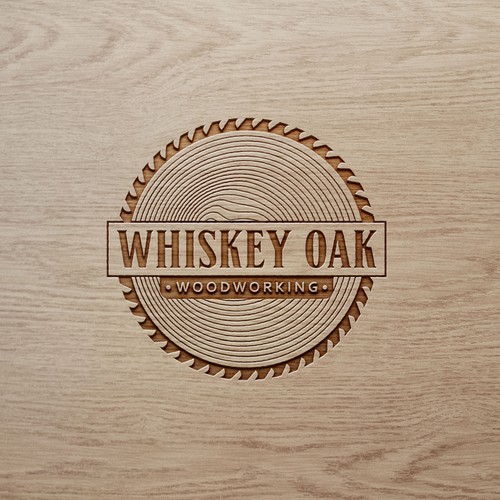 Powerful, vintage, whiskey inspired logo for woodworking company-ontwerp door Umetnick