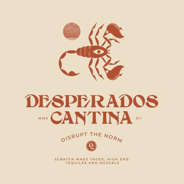 Design realizzato da Blanc Lueur intitolato "Logo for scratch made tacos and high end tequila and mezcal bar"