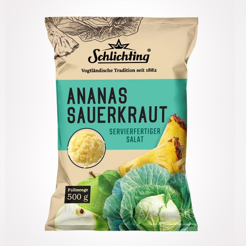 Diseño de Stayin alife - Refresh an old fashion package for Salad with Sauerkraut, Pineapple and Apple de Jena-288