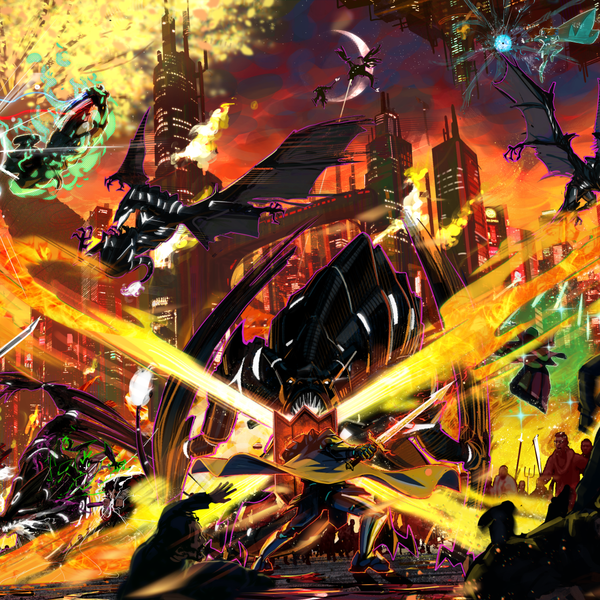 epic civil war raging with dragons wreaking havoc