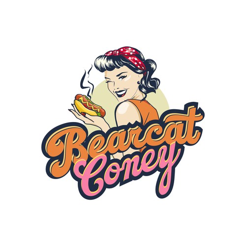 G-Rated Cartoon PinUp Girl girl logo for Retro Coney Hotdog restaurant Design by nindadian