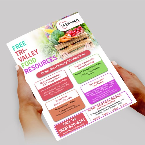 Flyer listing free food resources for the community Réalisé par CREATIVE ARTIFLEX