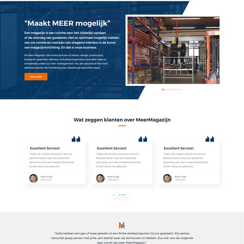 Creative website templates for a leading pallet racks company_ Meermagazijn Design réalisé par Aj3664