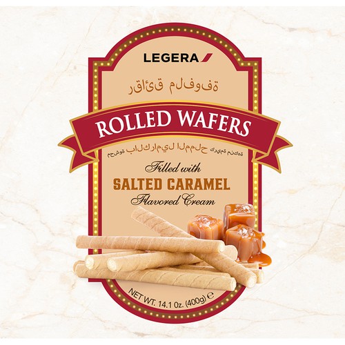 LEGERA Wafer Rolls Pack 125 gm - Salted Caramel Design by Davi Giolo ★