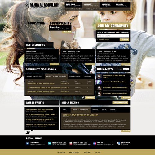 Queen Rania's official website – Queen of Jordan Ontwerp door Ali G