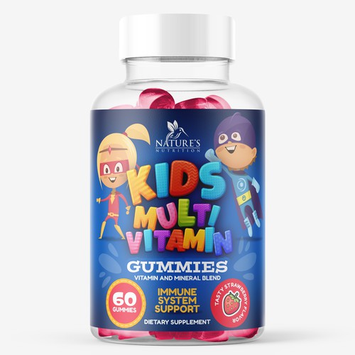 Tasty Kids Multivitamin Gummies Product Label for Nature's Nutrition Design by gs-designs