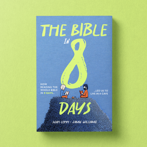 "Two life-long friends lived in cave for two years and read the whole Bible in just 8 days." winning Logo design