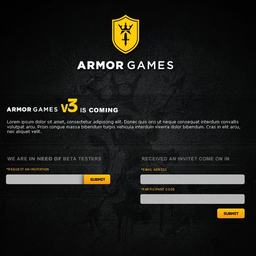 Breath Life Into Armor Games New Brand - Design our Beta Page Design by Blecky398