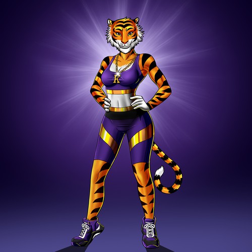I need a Marvel comics style superhero tiger mascot. デザイン by MAKOTO OKADA