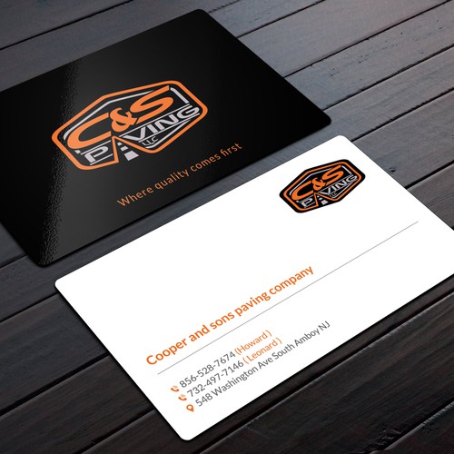 Design We are an asphalt paving company  card with character, style, stands out from everyone nothing bland no white ,add stuff por Rskylight