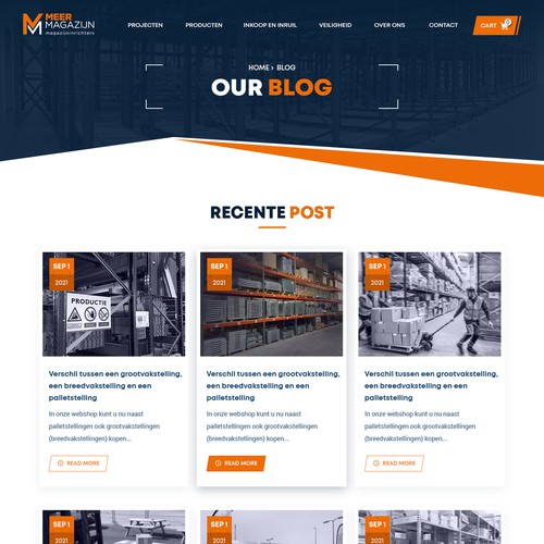 Creative website templates for a leading pallet racks company_ Meermagazijn Design by Adventix