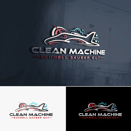 CleanMachine / Logo for Car and Plane Detailing Design by Ideaplane Studio