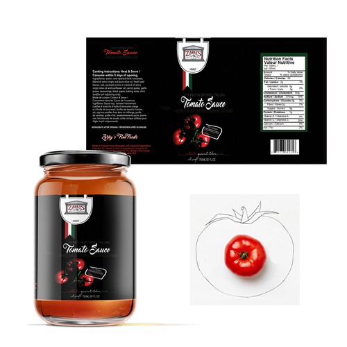 Create a modern upscale label for a jarred tomato sauce line Design by _Nora_