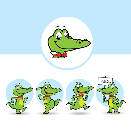 Friendly Running Alligator Cartoon Mascot Character or mascot contest