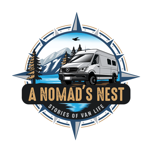 Van Life - logo about traveling in a van full time Design by Night Hawk