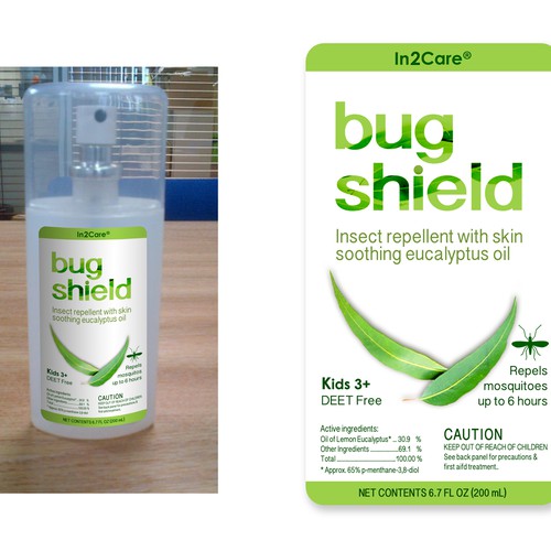 A product label for an insect repellent based on African lemon eucalyptus oil Design by SulieCreative