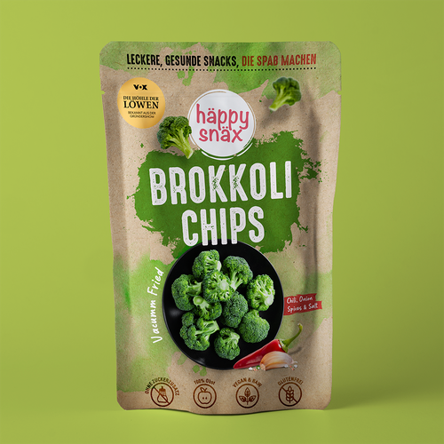 Verpackungsdesign für Doypack Gemüsechips: Vakuum frittierte Brokkoli Chips Design by cebiks