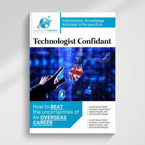 Creative, futuristic and attention grabbing magazine cover reflecting UK's technology career Design by cemerbas