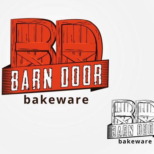 Create a "cool rustic" styled logo of a Barn Door for Barn Door Bakeware Logo Design by krehbielLABS