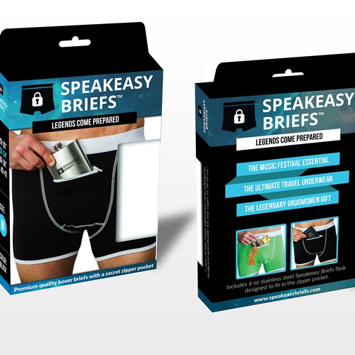 Eye-catching package for boxer briefs with a pocket.