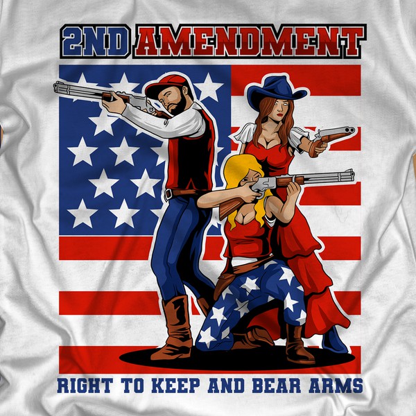 Design by Ridha Keytha titled "Want a creative, unique tshirt supporting my brand live to shoot and showing we support the 2nd Amendement"