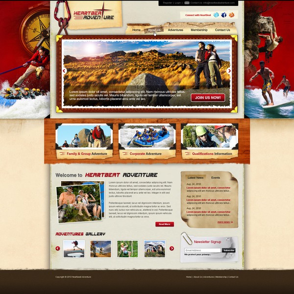 Design away a website for my ADVENTURE club