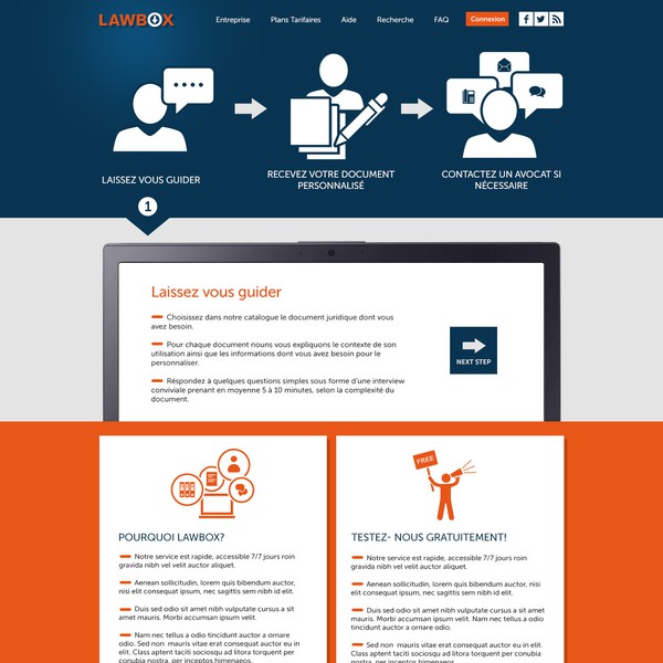 Landing page design for Lawbox