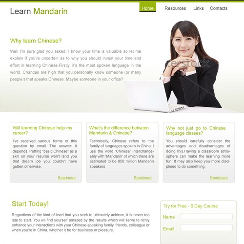 Create the next website design for Learn Mandarin Diseño de dini design