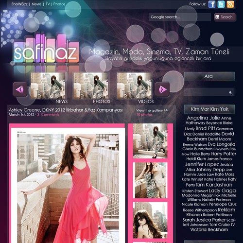 website design for Safinaz.com Diseño de Dacky14