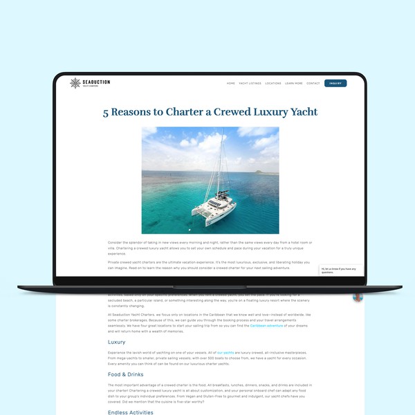 Seaduction Yacht Charters SEO & Blog