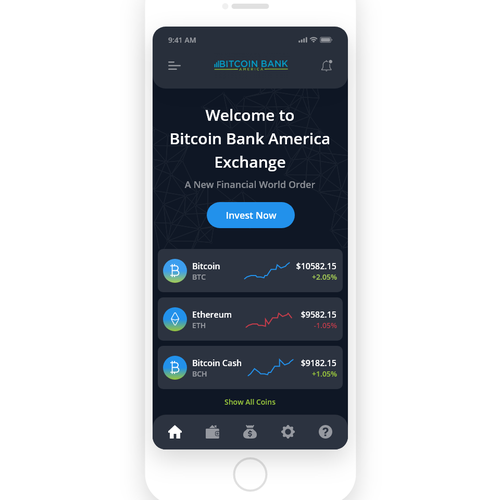 BITCOIN BANK AMERICA APP Design by Sunil Gajra