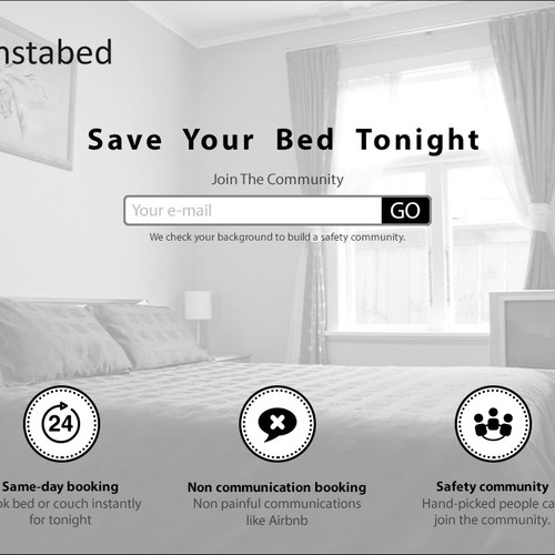 Landing page for simple, on-demand bed booking app Design by WebSmash Studio