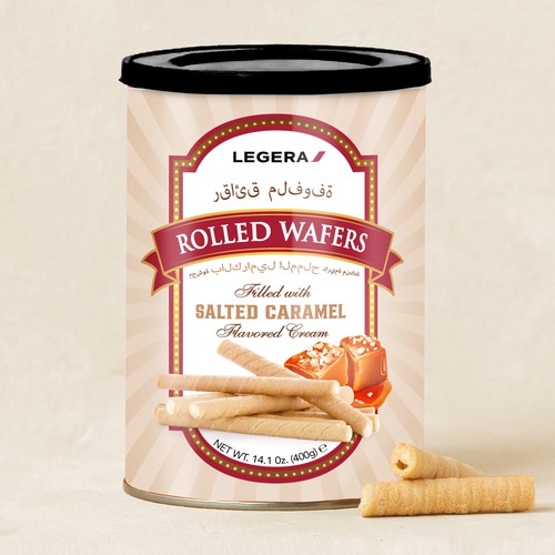 LEGERA Wafer Rolls Pack 125 gm - Salted Caramel Design by Davi Giolo ★