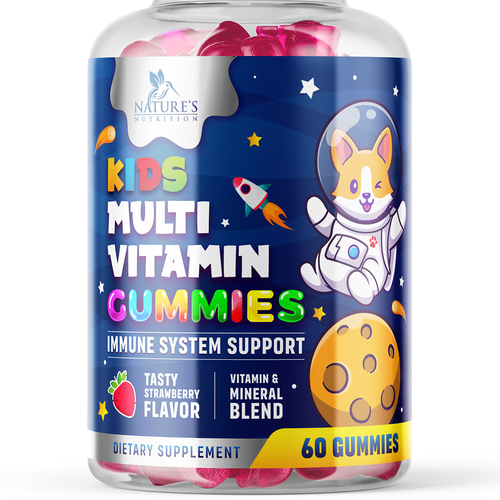 Tasty Kids Multivitamin Gummies Product Label for Nature's Nutrition Design by ZAKIGRAPH ®