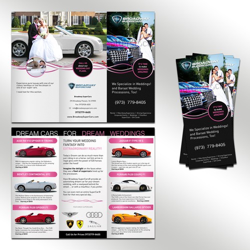 Cutting Edge Leaflet to promote Exotic Cars for Weddings Diseño de Need it Designed