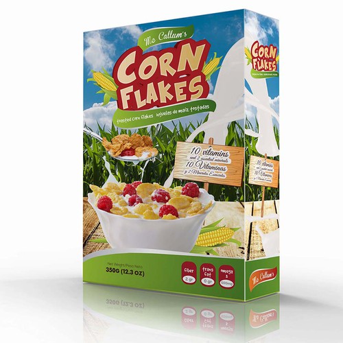 Create a new refreshing and modern Corn Flakes box design Design by gotza ✨