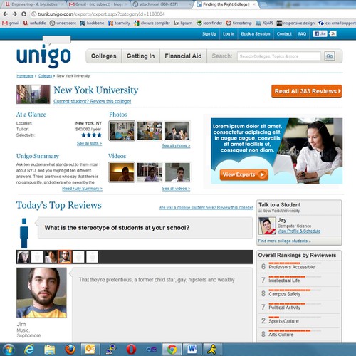 Banner ad for Unigo's College page (e.g. www.unigo.com/nyu) Design von auti