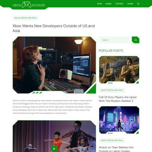 Require a modern and creative website design for a Xbox gaming blog Design by Adventix