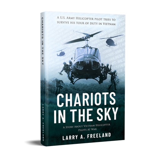 Create a powerful book cover design about American helicopter pilots at war during the Vietnam era. Design by Signfi