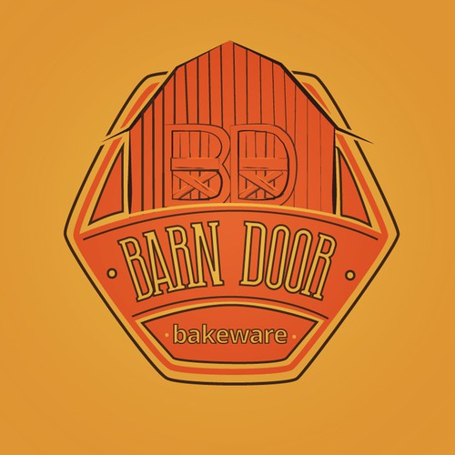 Create a "cool rustic" styled logo of a Barn Door for Barn Door Bakeware Logo Design by krehbielLABS